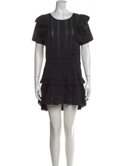 Pre-owned Loveshackfancy Scoop Neck Mini Dress In Black