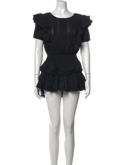 Pre-owned Loveshackfancy Scoop Neck Mini Dress In Black