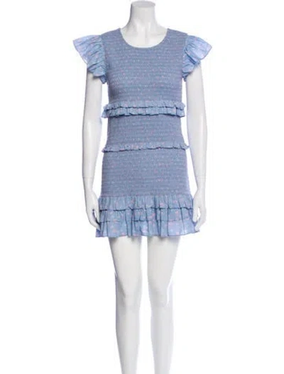 Pre-owned Loveshackfancy Scoop Neck Mini Dress In Blue