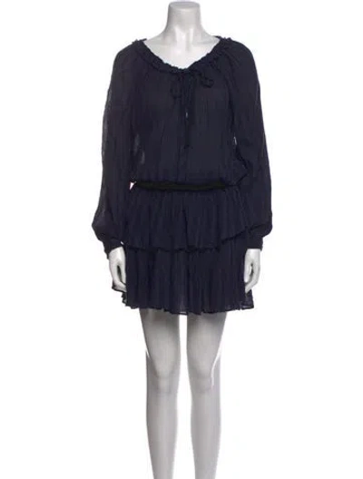 Pre-owned Loveshackfancy Scoop Neck Mini Dress In Blue