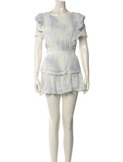 Pre-owned Loveshackfancy Scoop Neck Mini Dress In Blue
