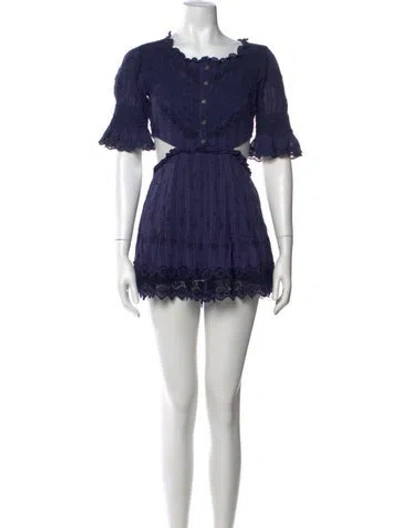 Pre-owned Loveshackfancy Scoop Neck Mini Dress In Blue