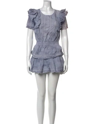 Pre-owned Loveshackfancy Scoop Neck Mini Dress In Blue