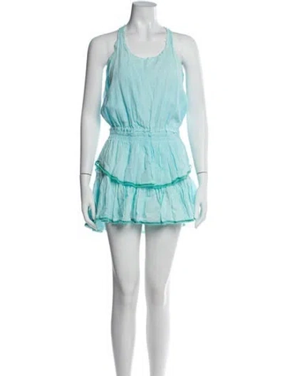 Pre-owned Loveshackfancy Scoop Neck Mini Dress In Blue
