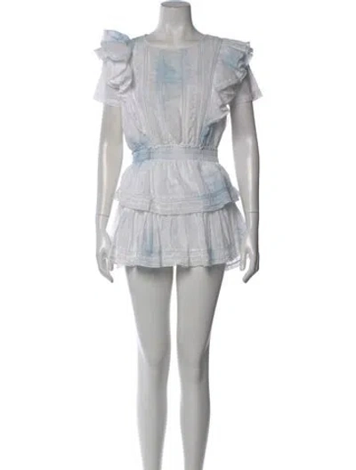 Pre-owned Loveshackfancy Scoop Neck Mini Dress In Blue