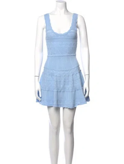 Pre-owned Loveshackfancy Scoop Neck Mini Dress In Blue