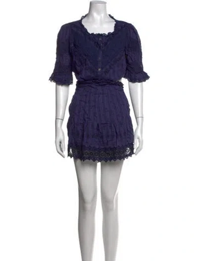 Pre-owned Loveshackfancy Scoop Neck Mini Dress In Blue