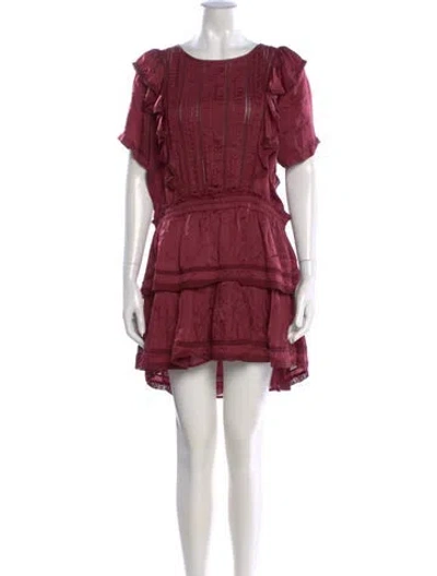 Pre-owned Loveshackfancy Scoop Neck Mini Dress In Burgundy