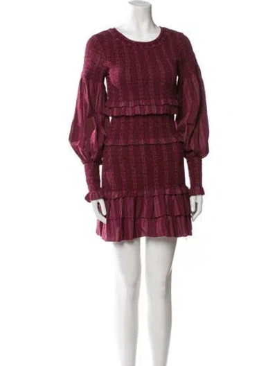 Pre-owned Loveshackfancy Scoop Neck Mini Dress In Burgundy