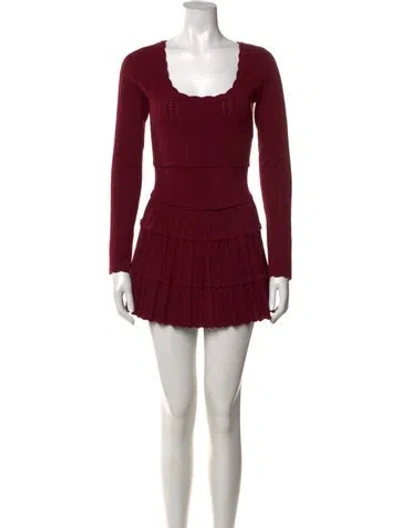 Pre-owned Loveshackfancy Scoop Neck Mini Dress In Burgundy