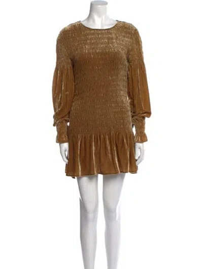 Pre-owned Loveshackfancy Scoop Neck Mini Dress In Gold