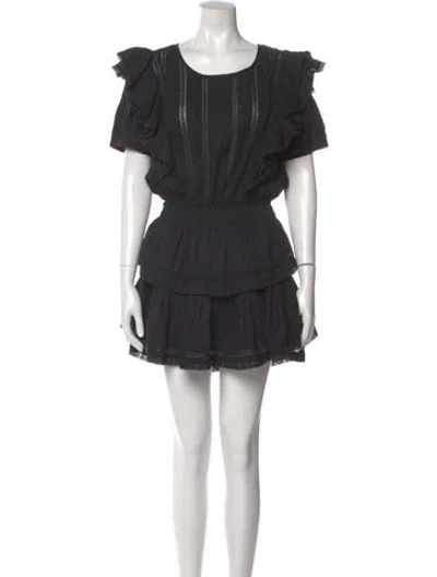 Pre-owned Loveshackfancy Scoop Neck Mini Dress In Gray