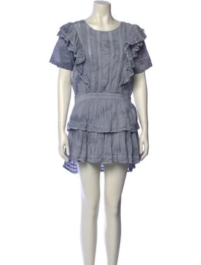 Pre-owned Loveshackfancy Scoop Neck Mini Dress In Gray
