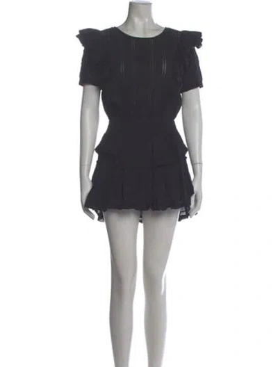 Pre-owned Loveshackfancy Scoop Neck Mini Dress In Gray