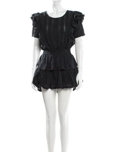 Pre-owned Loveshackfancy Scoop Neck Mini Dress In Gray