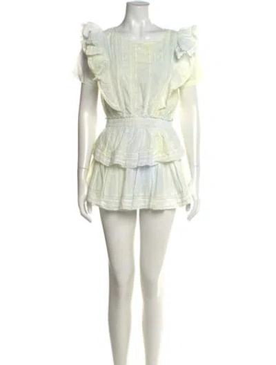 Pre-owned Loveshackfancy Scoop Neck Mini Dress In Green