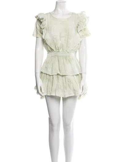 Pre-owned Loveshackfancy Scoop Neck Mini Dress In Green