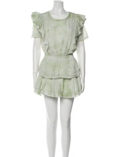 Pre-owned Loveshackfancy Scoop Neck Mini Dress In Green