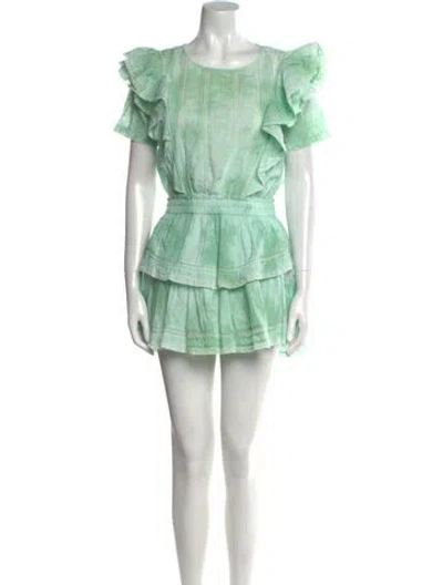 Pre-owned Loveshackfancy Scoop Neck Mini Dress In Green