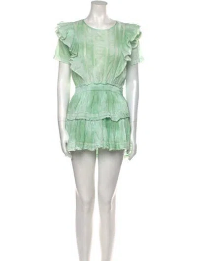 Pre-owned Loveshackfancy Scoop Neck Mini Dress In Green