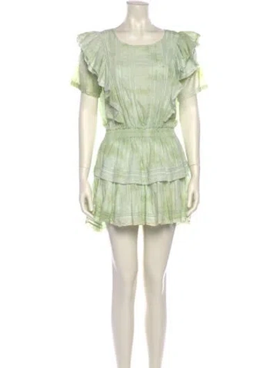 Pre-owned Loveshackfancy Scoop Neck Mini Dress In Green