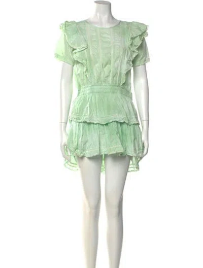 Pre-owned Loveshackfancy Scoop Neck Mini Dress In Green
