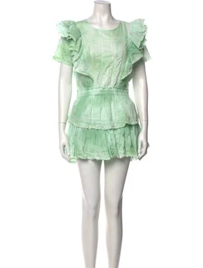 Pre-owned Loveshackfancy Scoop Neck Mini Dress In Green