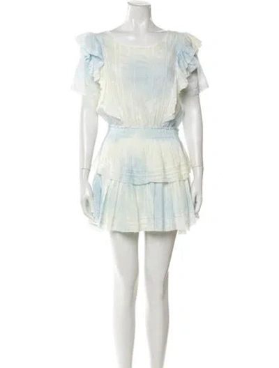 Pre-owned Loveshackfancy Scoop Neck Mini Dress In Green