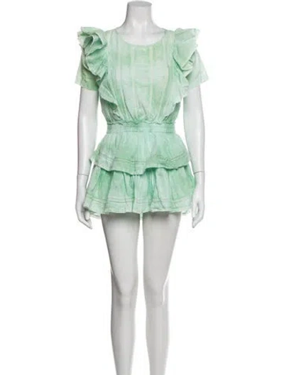 Pre-owned Loveshackfancy Scoop Neck Mini Dress In Green