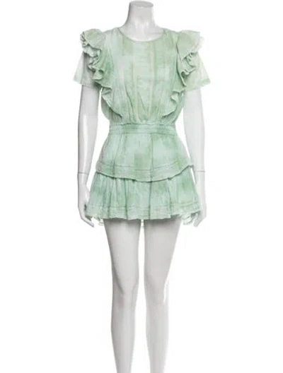Pre-owned Loveshackfancy Scoop Neck Mini Dress In Green