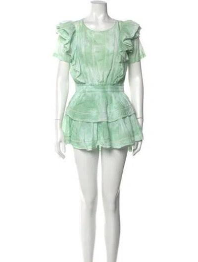 Pre-owned Loveshackfancy Scoop Neck Mini Dress In Green