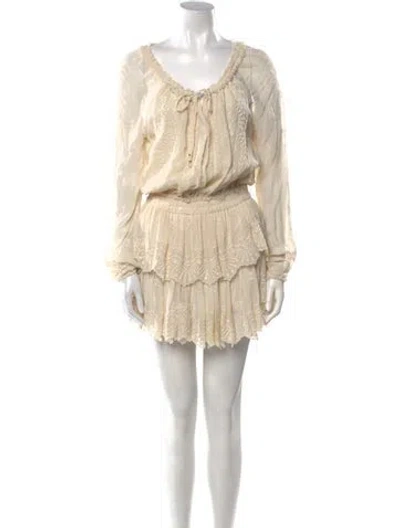 Pre-owned Loveshackfancy Scoop Neck Mini Dress In Neutral