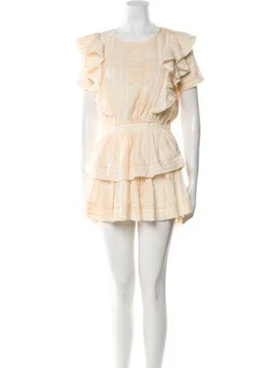 Pre-owned Loveshackfancy Scoop Neck Mini Dress In Neutral