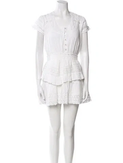 Pre-owned Loveshackfancy Scoop Neck Mini Dress In Neutral