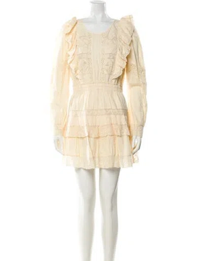 Pre-owned Loveshackfancy Scoop Neck Mini Dress In Neutral