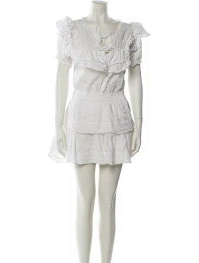 Pre-owned Loveshackfancy Scoop Neck Mini Dress In Neutral
