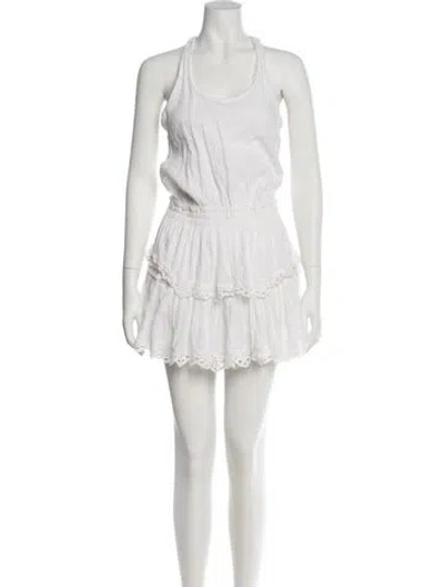Pre-owned Loveshackfancy Scoop Neck Mini Dress In Neutral