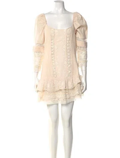 Pre-owned Loveshackfancy Scoop Neck Mini Dress In Neutral