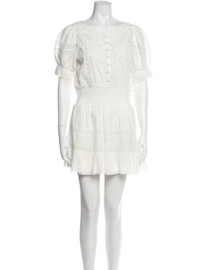 Pre-owned Loveshackfancy Scoop Neck Mini Dress In Neutral