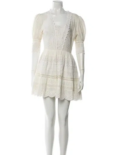 Pre-owned Loveshackfancy Scoop Neck Mini Dress In Neutral