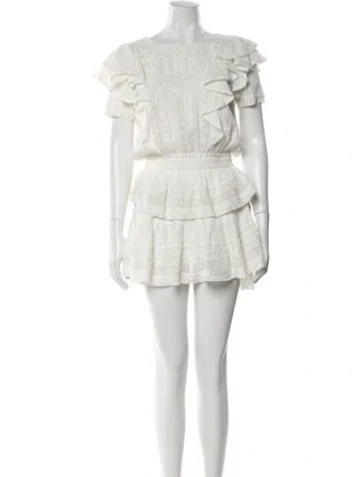 Pre-owned Loveshackfancy Scoop Neck Mini Dress In Neutral
