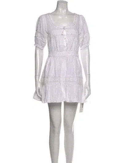 Pre-owned Loveshackfancy Scoop Neck Mini Dress In Neutral