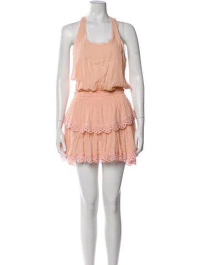 Pre-owned Loveshackfancy Scoop Neck Mini Dress In Orange