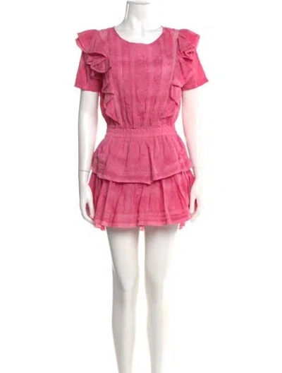 Pre-owned Loveshackfancy Scoop Neck Mini Dress In Pink