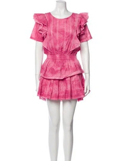 Pre-owned Loveshackfancy Scoop Neck Mini Dress In Pink
