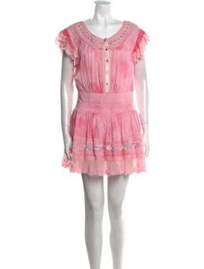 Pre-owned Loveshackfancy Scoop Neck Mini Dress In Pink