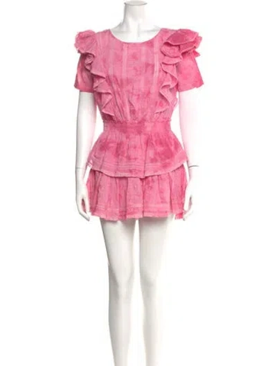Pre-owned Loveshackfancy Scoop Neck Mini Dress In Pink