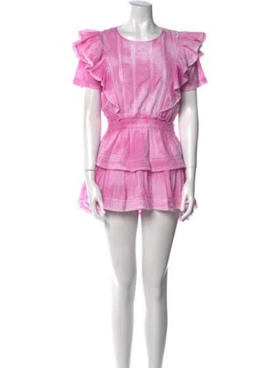 Pre-owned Loveshackfancy Scoop Neck Mini Dress In Pink