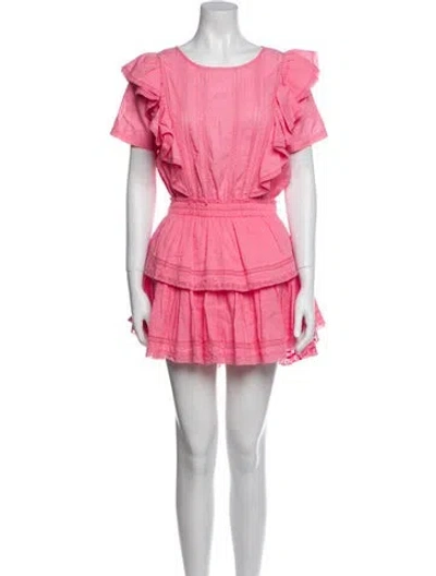 Pre-owned Loveshackfancy Scoop Neck Mini Dress In Pink