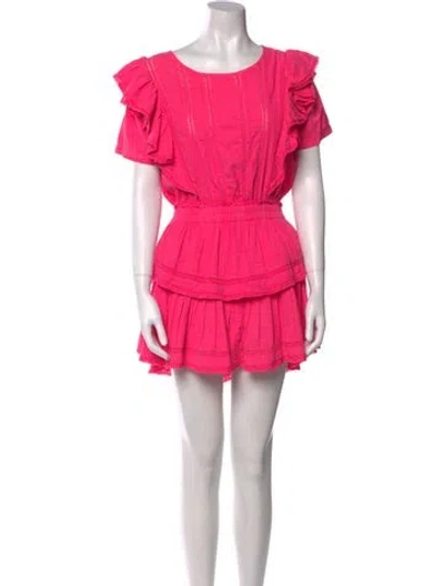 Pre-owned Loveshackfancy Scoop Neck Mini Dress In Pink